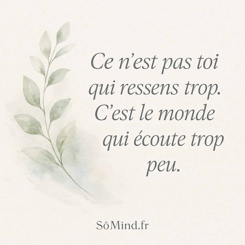“Ce n’est pas toi qui ressens trop...” – Citation inspirante hypersensibilité SōMind