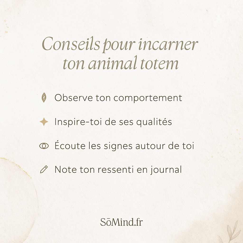 Liste de gestes simples pour incarner ton animal totem