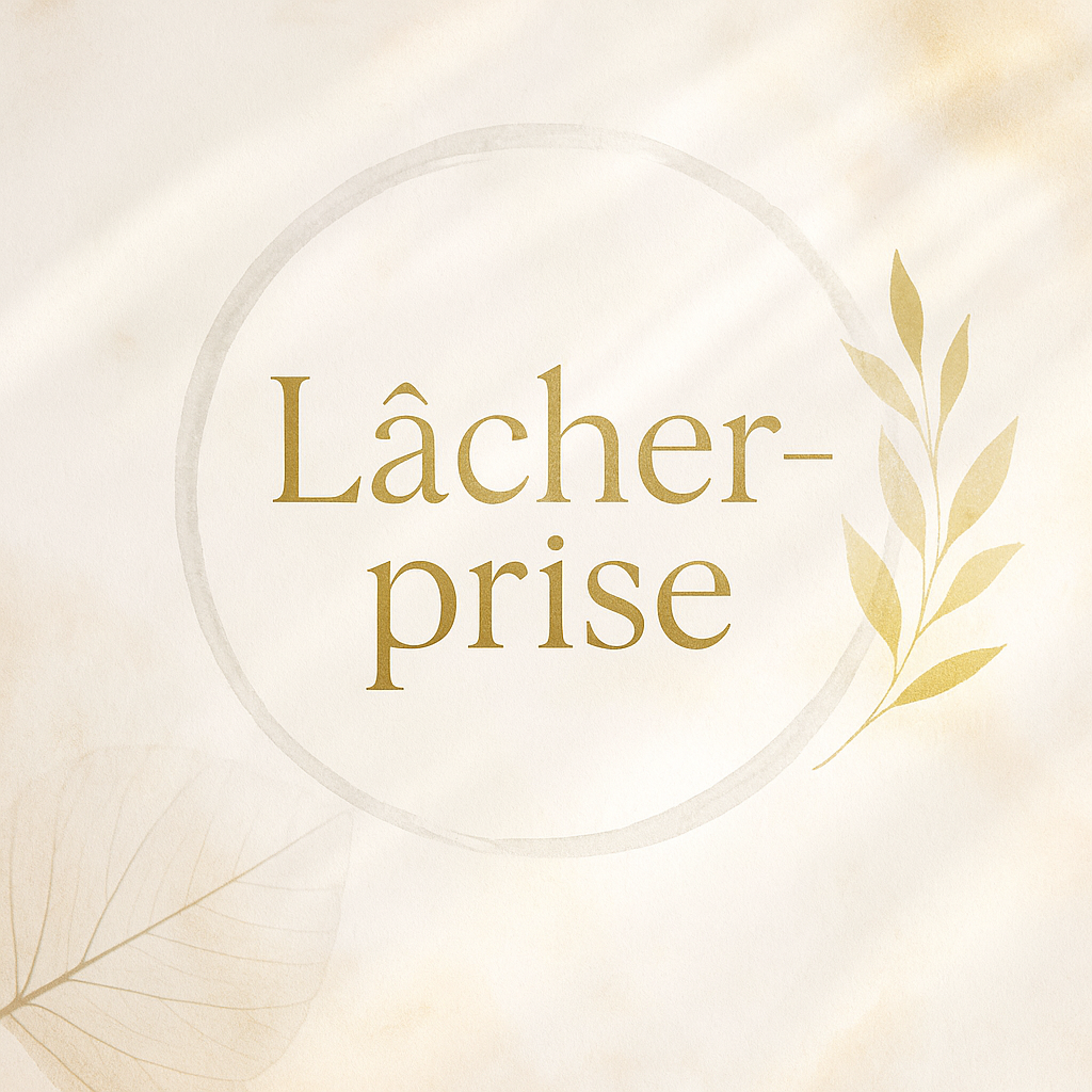 Visuel doux “Lâcher-prise” – Cercle zen et feuillage doré