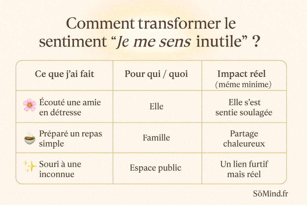 Tableau inspirant : transformer le sentiment je me sens inutile en reconnaissant ses petites victoires quotidiennes