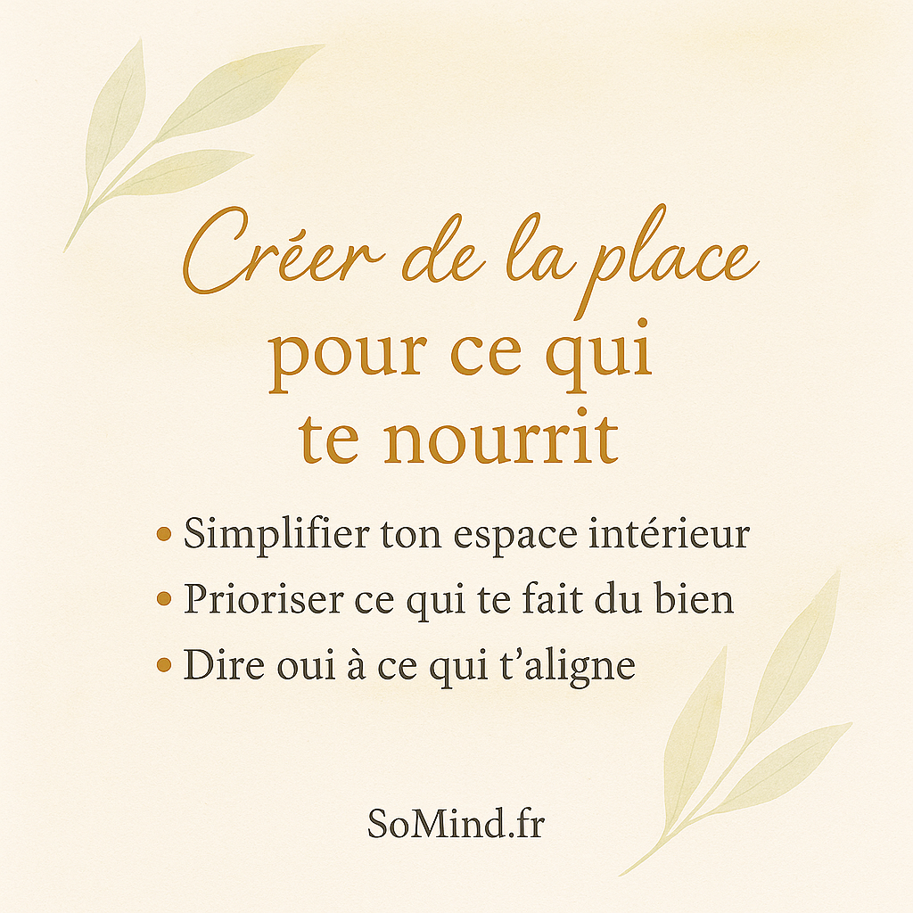 Créer de la place pour ce qui te fait du bien